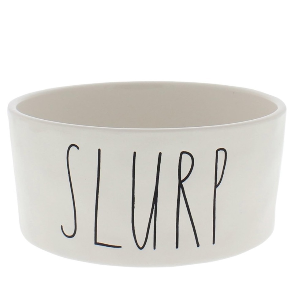 Rae Dunn Magenta Ceramic Dog “SLURP” Bowl